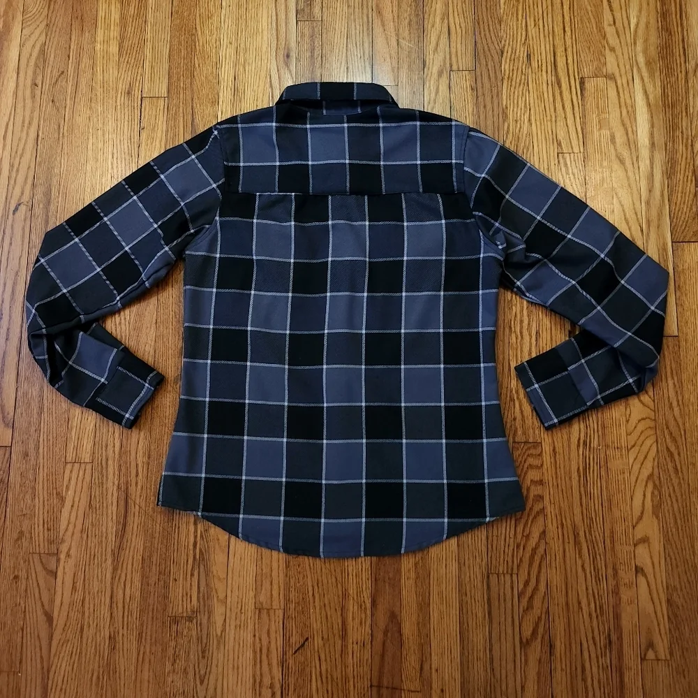 DIXXON Womens Flannel Button Down Shirt Size Small The Dark Horse Black Grey - Picture 5 of 8